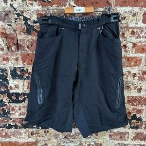 Zoic Ether Shorts Mens Large Black Cycling Bike Riding Cargo MTB Nylon Stretch